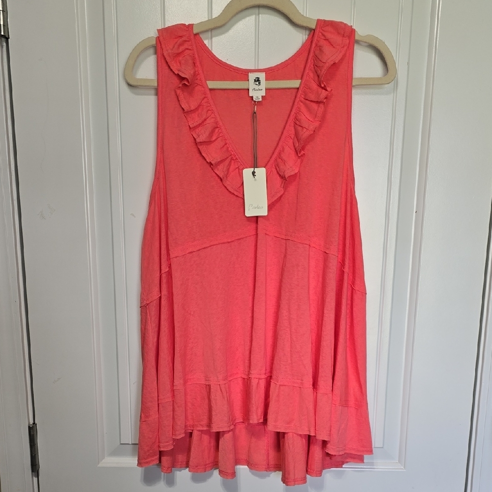 FLAWLESS Coral Ruffle Tank Top